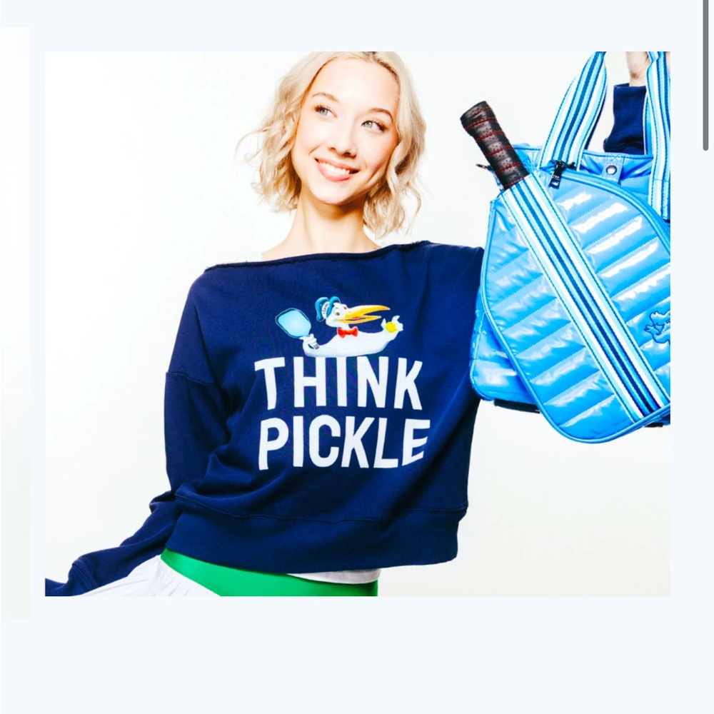 Off shoulder pickleball sweatshirt! Think Royln & Vlassic Sm/med & med/lrg sizes